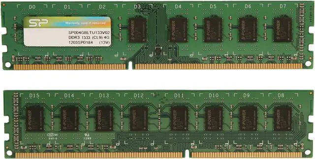 Alt view image 2 of 3 - Silicon Power 8GB (2 x 4GB) DDR3 1333 (PC3 10600) Desktop Memory Model SP008GBLTU133V22