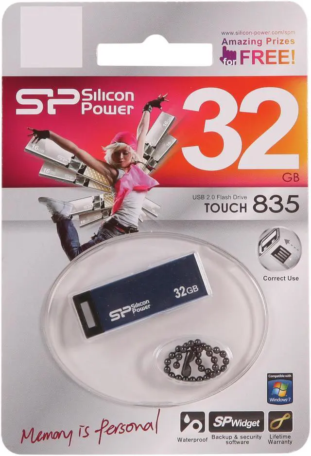Alt view image 5 of 5 - Silicon Power Touch 835 32GB Waterproof USB 2.0 Flash Drive (Blue) Model SP032GBUF2835V1B