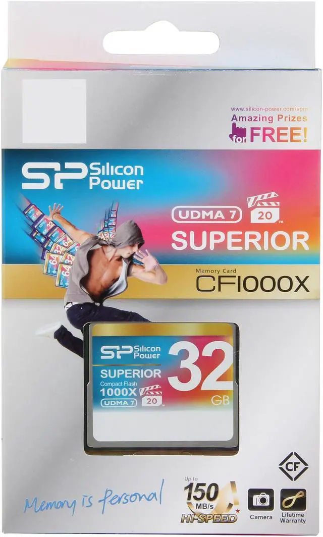 Alt view image 5 of 5 - Silicon Power Superior 32GB Compact Flash (CF) Flash Card Model SP032GBCFC1K0V10