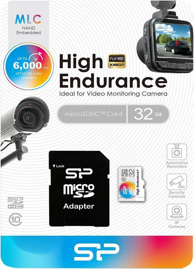 Alt view image 3 of 3 - Silicon Power 32GB High Endurance MLC MicroSDHC Memory Card, Ideal for Dash Cam and Security Camera, with Adapter (SP032GBSTHIU3V10SP)