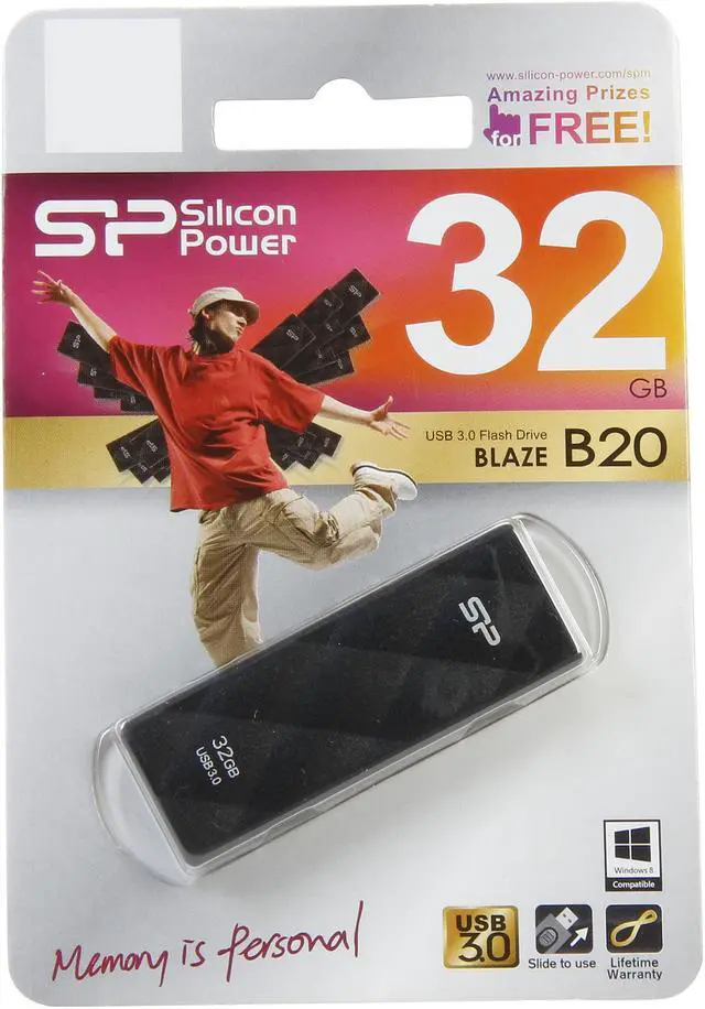 Alt view image 5 of 5 - Silicon Power SP032GBUF3B20V1K  Blaze B20 Flash Drive 32GB Entry Level USB 3.0 - Black