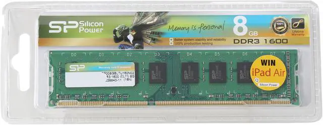 Alt view image 3 of 3 - Silicon Power 8GB DDR3 1600 (PC3 12800) Desktop Memory Model SP008GBLTU160N02