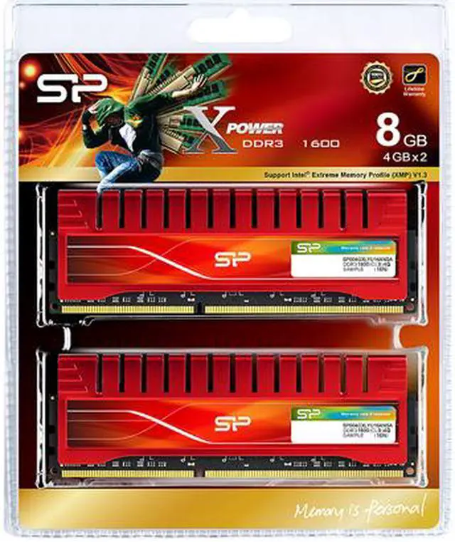 Alt view image 5 of 5 - Silicon Power 8GB (2 x 4GB) DDR3 1600 (PC3 12800) CL9,UDIMM,(512Mx8 SR),w/HS Model SP008GXLYU16ANDA