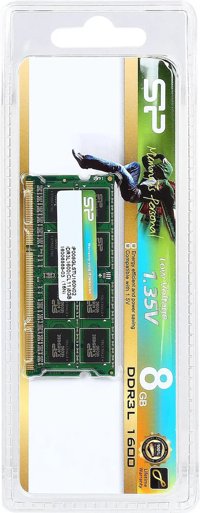 Alt view image 3 of 3 - Silicon Power 8GB 204-Pin DDR3 SO-DIMM DDR3L 1600 (PC3L 12800) Laptop Memory Model SP008GLSTU160N02NE