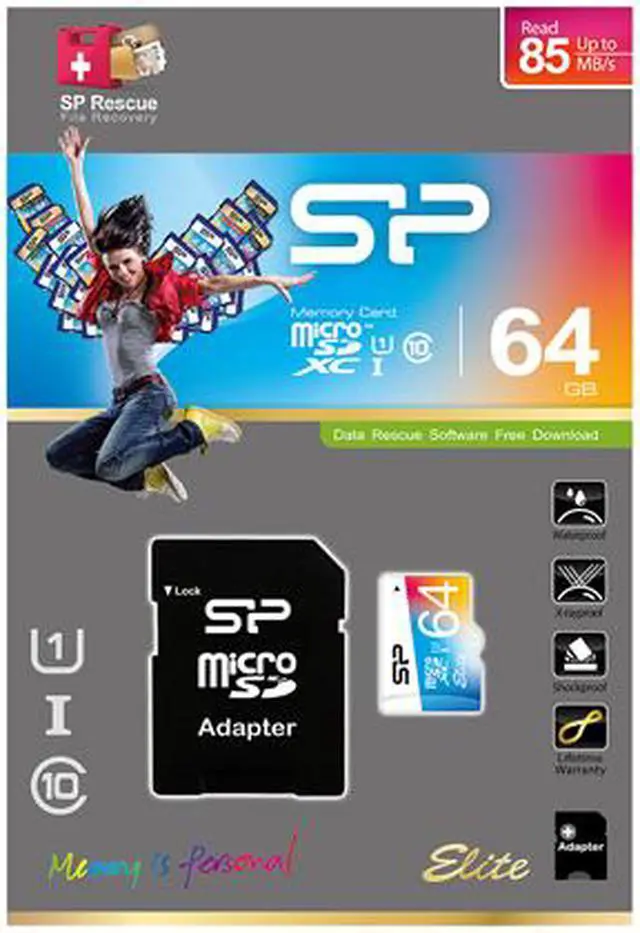 Alt view image 3 of 3 - Silicon Power 64GB Elite microSDXC UHS-I/U1 Class 10 Memory Card with Adapter, Speed Up to 85MB/s (SP064GBSTXBU1V20NE)