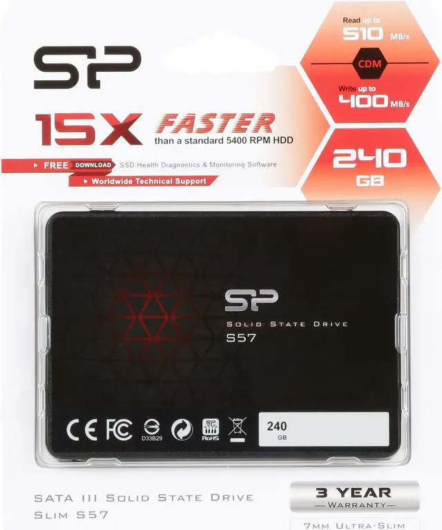 Alt view image 3 of 3 - Silicon Power S57 240GB 2.5" SATA III 6Gb/s TLC 7mm Ultra Slim Internal Solid State Drive with High Speed Up to Read/Write 510/400 MB/s - Marvell Controller, Free-download SSD Health Monitor Tool Included