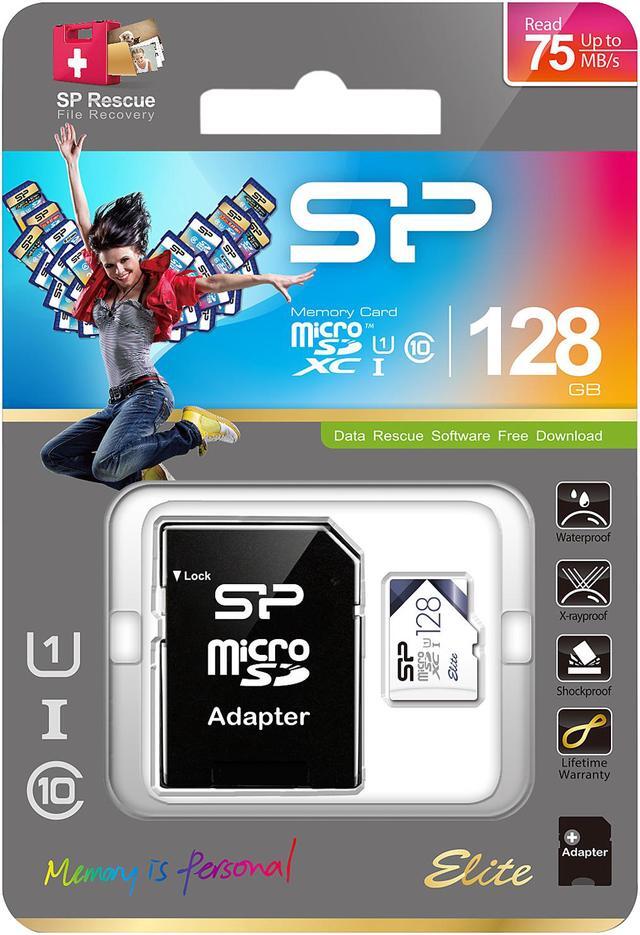 Alt view image 3 of 3 - Silicon Power 128GB Read Up To 75MB/s Elite microSDXC UHS-1 Memory Card - with Adapter (SP128GBSTXBU1V20BS)
