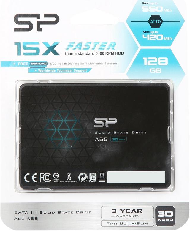 Alt view image 5 of 5 - Silicon Power Ace A55 2.5" 128GB SATA III 3D NAND Internal Solid State Drive (SSD) SU128GBSS3A55S25AE