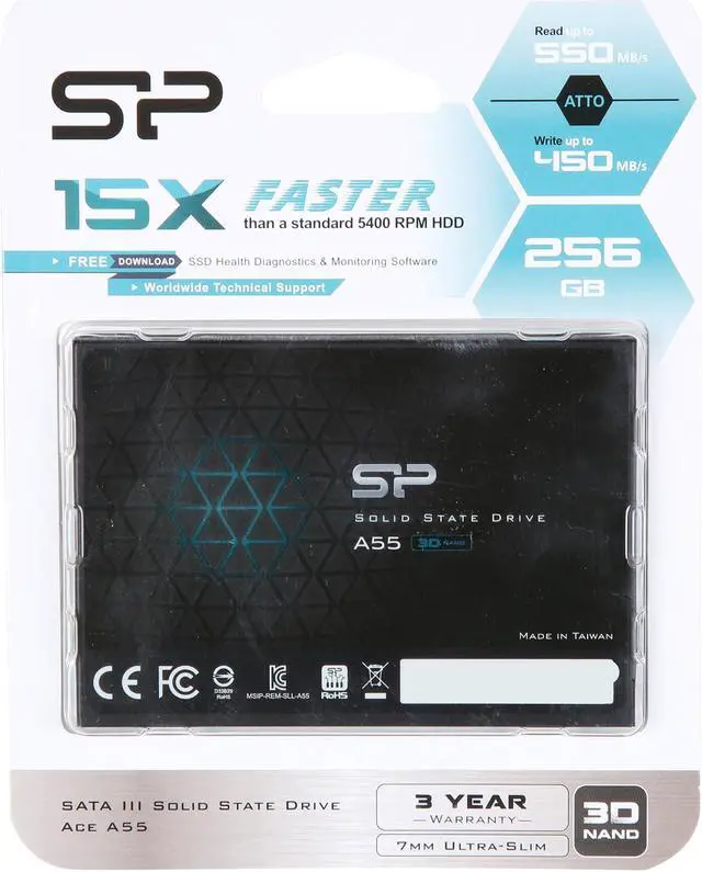 Alt view image 7 of 6 - Silicon Power Ace A55 2.5" 256GB SATA III 3D NAND Internal Solid State Drive (SSD) SU256GBSS3A55S25NB