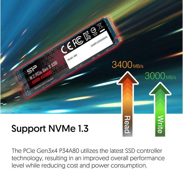 Alt view image 4 of 6 - Silicon Power 1TB NVMe PCIe Gen3 x4 M.2 2280 TLC R/W up to 3,400/3,000 MB/s SSD (SP001TBP34A80M28)