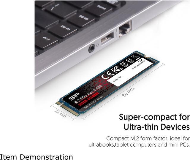 Alt view image 3 of 6 - Silicon Power 1TB NVMe PCIe Gen3 x4 M.2 2280 TLC R/W up to 3,400/3,000 MB/s SSD (SP001TBP34A80M28)
