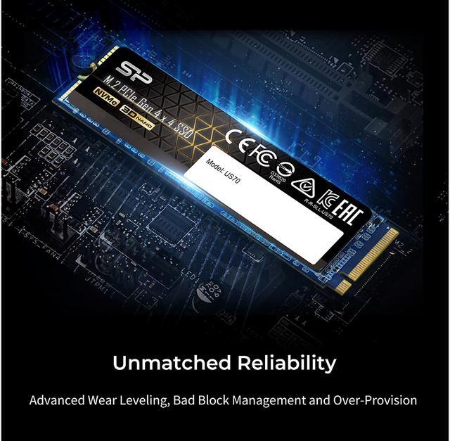 Alt view image 4 of 8 - Silicon Power US70 M.2 2280 2TB PCI-Express 4.0 x4, NVMe 1.3 3D NAND Internal Solid State Drive (SSD) SP02KGBP44US7005