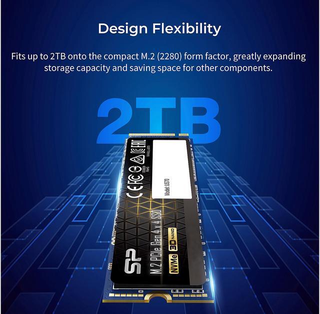 Alt view image 5 of 8 - Silicon Power US70 M.2 2280 2TB PCI-Express 4.0 x4, NVMe 1.3 3D NAND Internal Solid State Drive (SSD) SP02KGBP44US7005