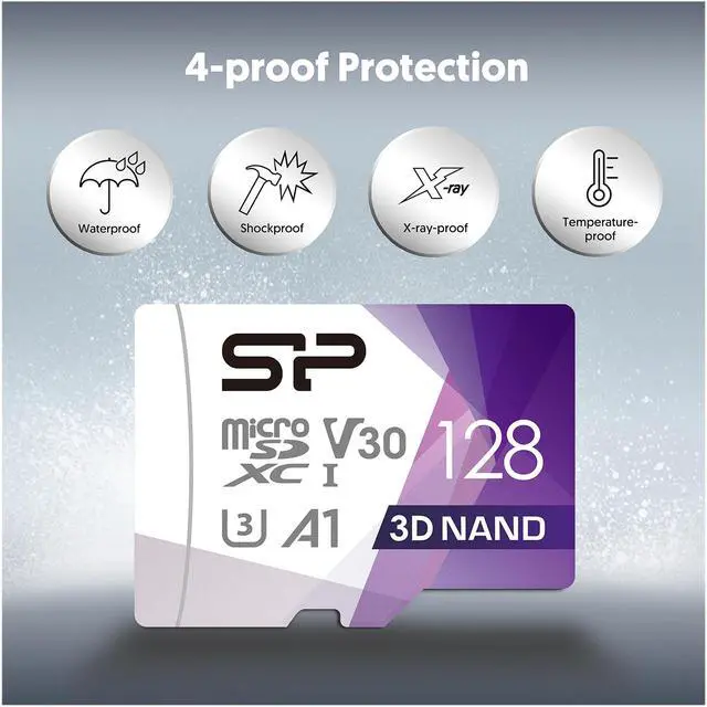 Alt view image 4 of 7 - Silicon Power 128GB Superior Pro microSDXC UHS-I (U3), V30 4K A1 Memory Card with Adapter (SP128GBSTXDU3V20AB)