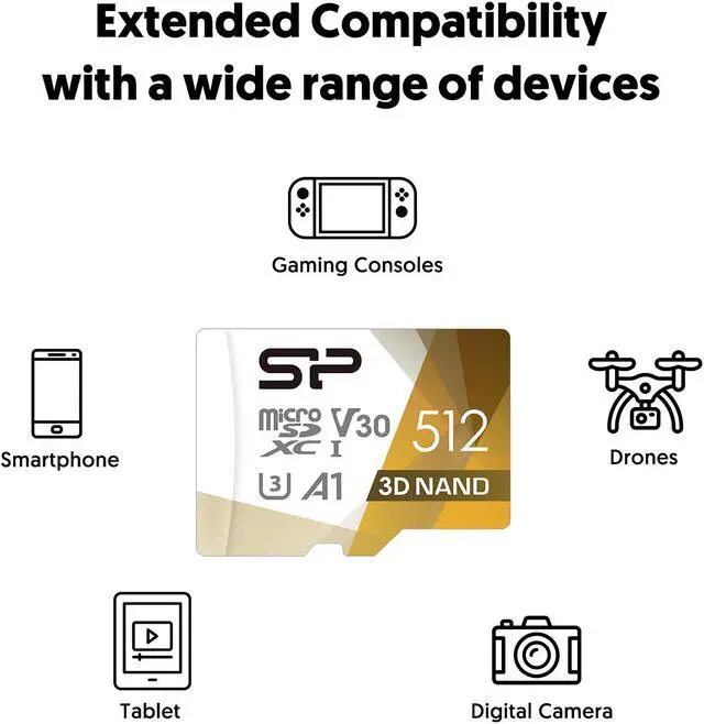 Alt view image 4 of 6 - Silicon Power 512GB Superior Pro microSDXC UHS-I (U3), V30 4K A1 Memory Card with Adapter for Nintendo-Switch (SU512GBSTXDU3V20AC)
