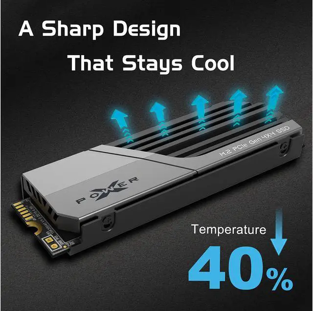 Alt view image 3 of 5 - Silicon Power 2TB XS70 - Works with Playstation 5, Nvme PCIe Gen4 M.2 2280 Internal Gaming SSD R/W Up to 7,300/6,800 MB/s (SP02KGBP44XS7005)