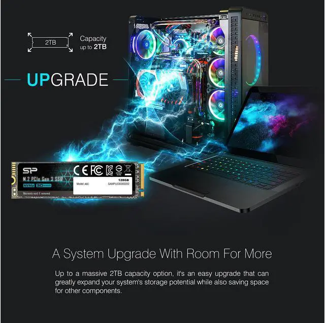 Alt view image 4 of 5 - Silicon Power P34A60 M.2 2280 128GB PCI-Express 3.0 x4, NVMe 1.3 Internal Solid State Drive (SSD) SP128GBP34A60M28