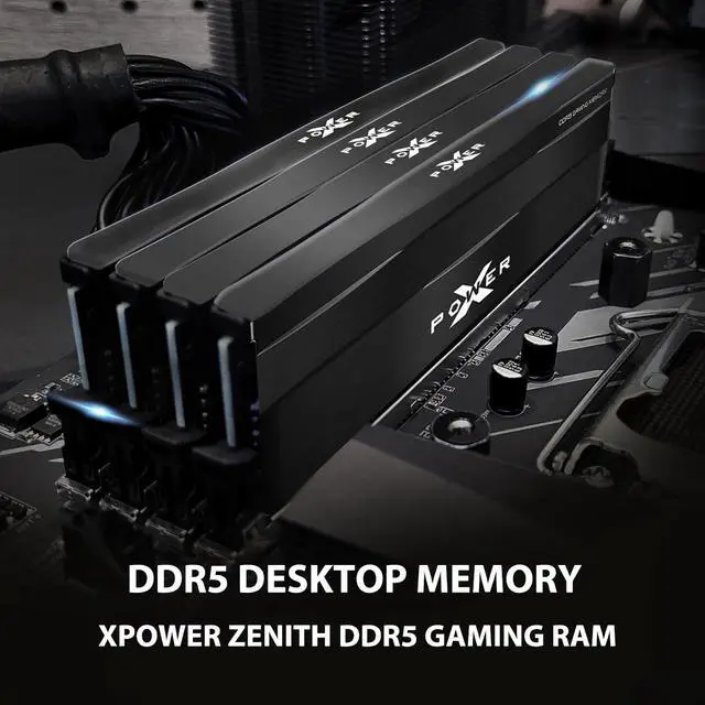 Alt view image 2 of 6 - Silicon Power DDR5 64GB (32GBx2) Zenith 5600MHz (PC5-44800) 288-pin CL40 1.25V UDIMM Desktop Memory Module RAM SP064GXLWU560FDE Metallic Black