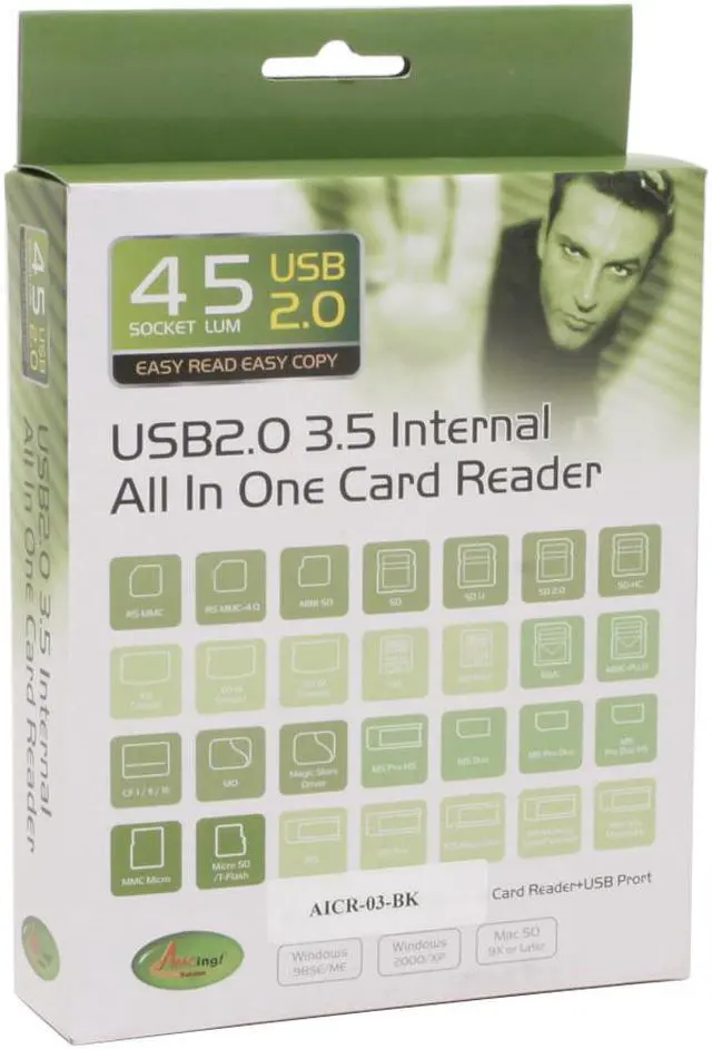 Alt view image 5 of 5 - AMC AICR-03-BK All-in-one USB 2.0 3.5" Internal Card Reader