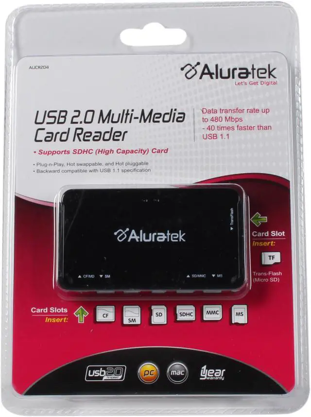 Alt view image 7 of 7 - Aluratek USB 2.0 All-in-One Multi-Media Card Reader AUCR204