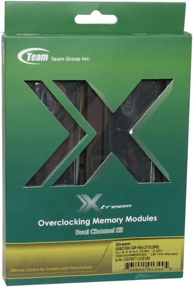 Alt view image 3 of 3 - Team Xtreem 1GB (2 x 512MB) DDR2 800 (PC2 6400) Dual Channel Kit Desktop Memory Model TXDD1024M800HC4DC