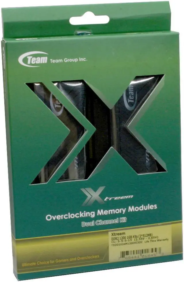 Alt view image 3 of 3 - Team Xtreem 1GB (2 x 512MB) DDR2 1200 (PC2 9600) Dual Channel Kit Desktop Memory Model TXDD1024M1200HC5DC