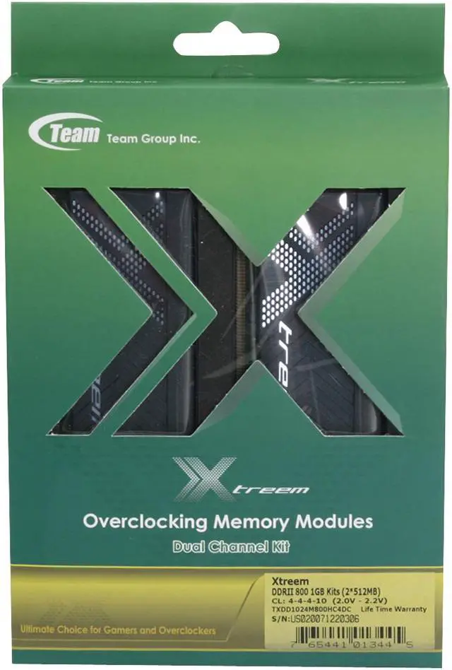 Alt view image 3 of 3 - Team Xtreem 1GB (2 x 512MB) DDR2 800 (PC2 6400) Dual Channel Kit Desktop Memory Model TXDD1024M800HC4DC-D