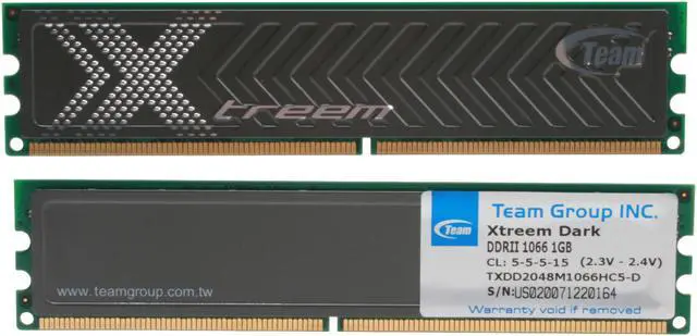 Alt view image 2 of 3 - Team Xtreem DARK 2GB (2 x 1GB) DDR2 1066 (PC2 8500) Dual Channel Kit Desktop Memory Model TXDD2048M1066HC5DC-D