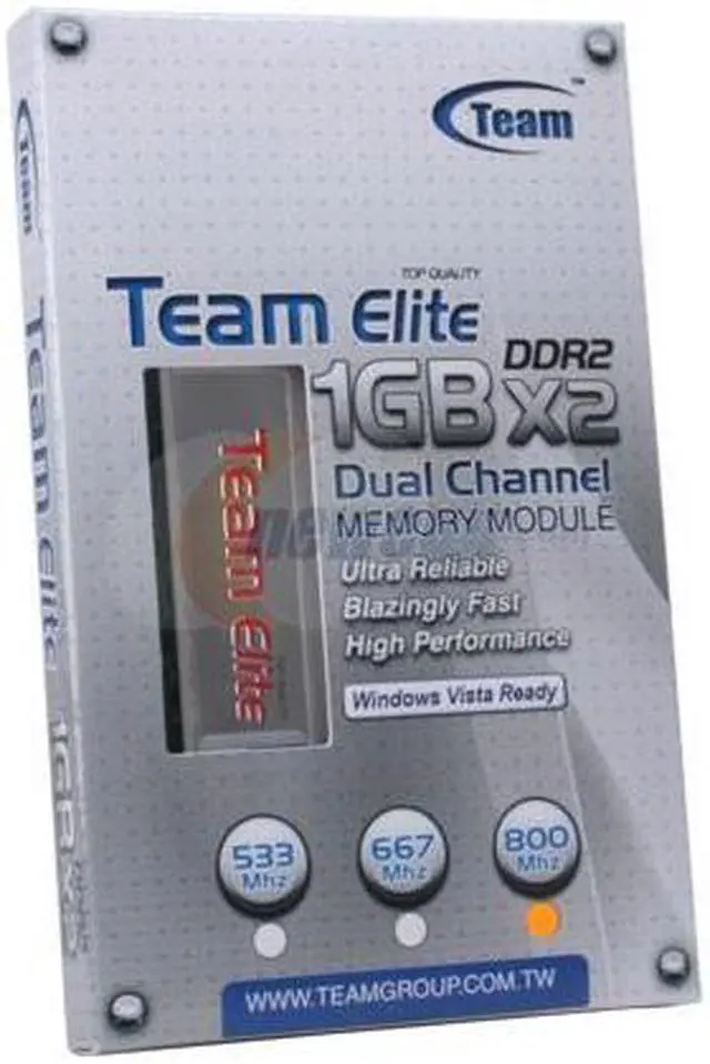 Alt view image 2 of 2 - Team Elite 2GB (2 x 1GB) DDR2 800 (PC2 6400) Dual Channel Kit Desktop Memory Model TEDD2048M800HC5DC