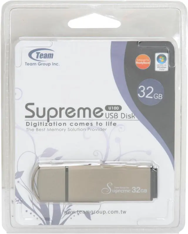 Alt view image 2 of 2 - Team Supreme 32GB USB 2.0 Flash Drive (Titanium / Silver) TG032GU100S