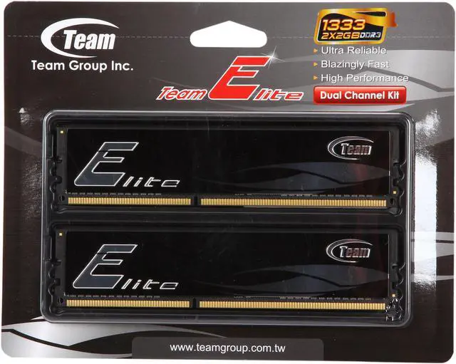 Alt view image 3 of 3 - Team Elite 4GB (2 x 2GB) DDR3 1333 (PC3 10660) Desktop Memory Model TED34096M1333HC9DC
