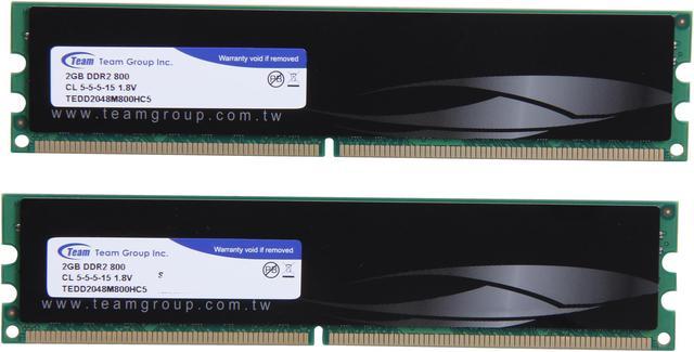 Team Elite 4GB (2 x 2GB) DDR2 800 (PC2 6400) Desktop Memory Model