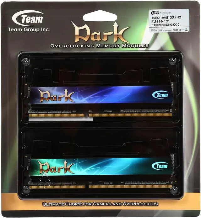 Alt view image 3 of 3 - Team Dark 8GB (2 x 4GB) DDR3 1600 (PC3 12800) Desktop Memory Model TXD38192M1600HC9DC-D