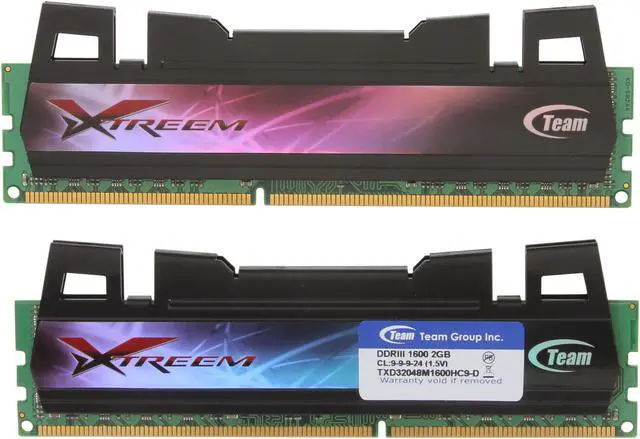 Alt view image 2 of 3 - Team Xtreem Dark Series 4GB (2 x 2GB) DDR3 1600 (PC3 12800) Desktop Memory Model TXD34096M1600HC9DC-D