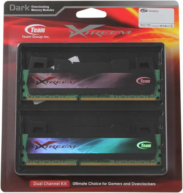 Alt view image 3 of 3 - Team Xtreem Dark Series 4GB (2 x 2GB) DDR3 1600 (PC3 12800) Desktop Memory Model TXD34096M1600HC9DC-D
