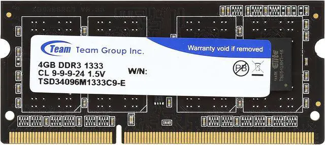 Main image of Team Elite 4GB 204-Pin DDR3 SO-DIMM DDR3 1333 (PC3 10600) Laptop Memory Model TSD34096M1333C9-E