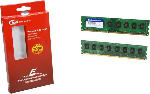 Alt view image 3 of 3 - Team Elite 4GB (2 x 2GB) DDR3 1066 (PC3 8500) Desktop Memory Model TED34096M1066C7DC