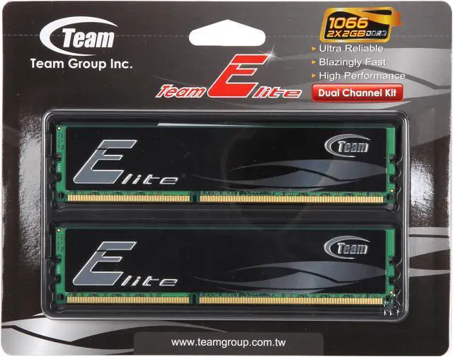 Alt view image 3 of 3 - Team Elite 4GB (2 x 2GB) DDR3 1066 (PC3 8500) Desktop Memory Model TED34096M1066HC7DC