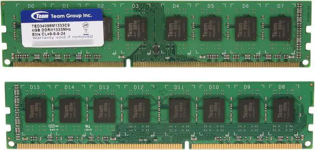 Alt view image 2 of 3 - Team Elite 8GB (2 x 4GB) DDR3 1333 (PC3 10600) Desktop Memory Model TED38192M1333C9DC