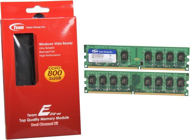 Team Elite 4GB (2 x 2GB) DDR2 800 (PC2 6400) Desktop Memory Model