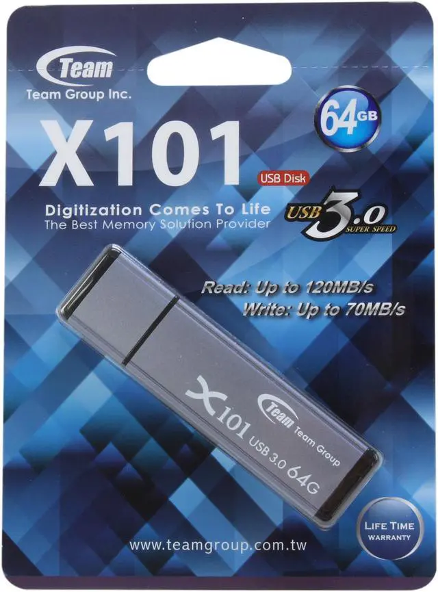 Alt view image 5 of 5 - Team X101 64GB USB 3.0 Flash Drive (Blue) TG064GX101LX