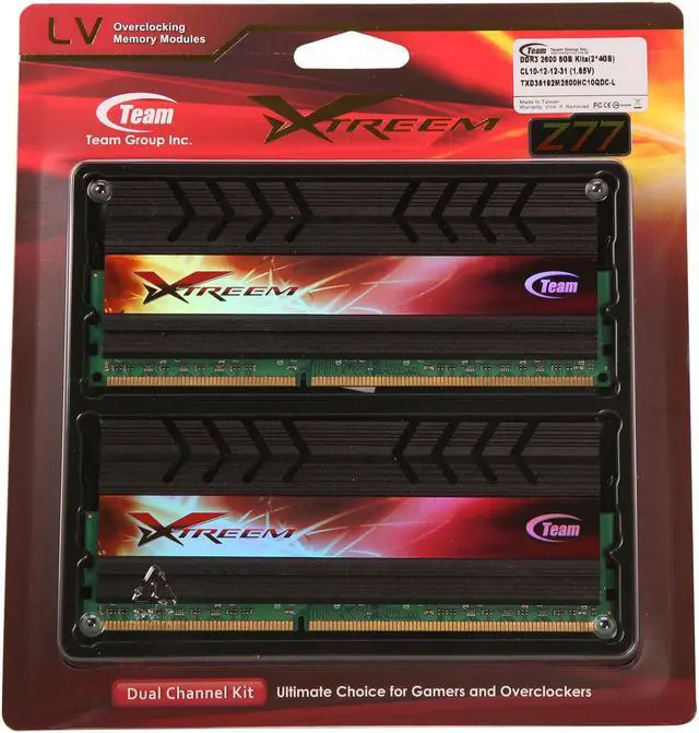 Alt view image 3 of 3 - Team 8GB (2 x 4GB) DDR3 2600 (PC3 20800) Desktop Memory Model TXD38192M2600HC10QDC-L