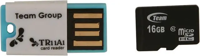 Main image of Team 16GB microSDHC Flash Card w/ USB2.0 Micro SD Card Reader TR11A1 Model TG016G0MC28C