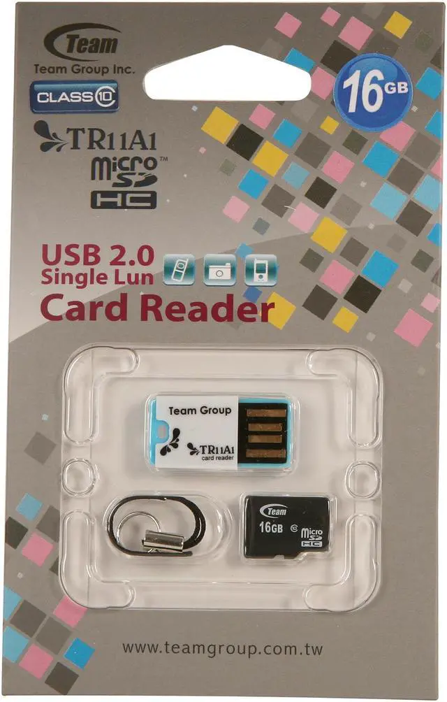 Alt view image 5 of 5 - Team 16GB microSDHC Flash Card w/ USB2.0 Micro SD Card Reader TR11A1 Model TG016G0MC28C