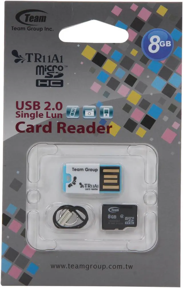 Alt view image 4 of 4 - Team 8GB microSDHC Flash Card w/ USB2.0 Micro SD Card Reader TR11A1 Model TG008G0MC24C