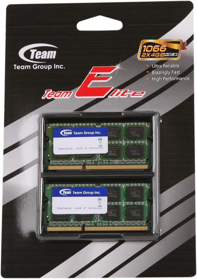 Alt view image 3 of 3 - Team 8GB (2 x 4GB) 204-Pin DDR3 SO-DIMM DDR3 1066 Laptop Memory Model TSD38192M1066C7DC-E