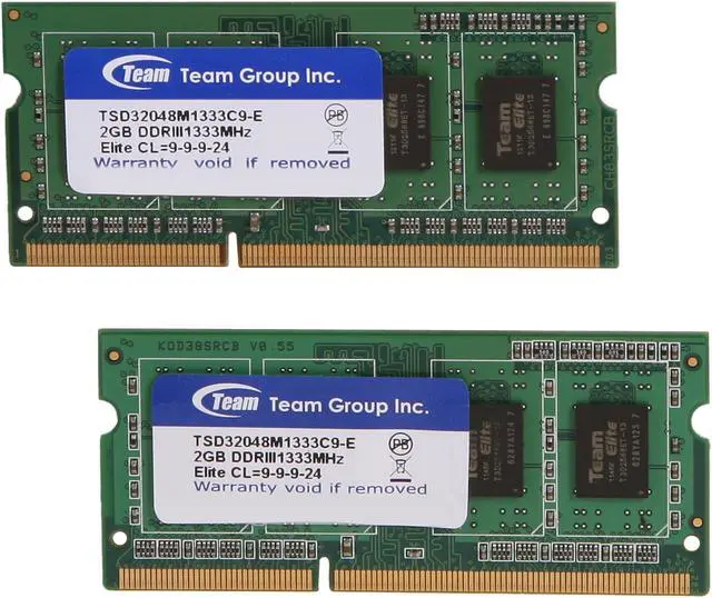 Main image of Team 4GB (2 x 2GB) 204-Pin DDR3 SO-DIMM DDR3 1333 Laptop Memory Model TSD34096M1333C9DC-E