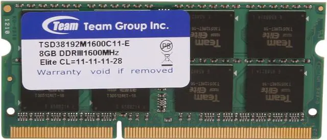 Main image of Team 8GB 204-Pin DDR3 SO-DIMM DDR3 1600 Laptop Memory Model TSD38192M1600C11-E