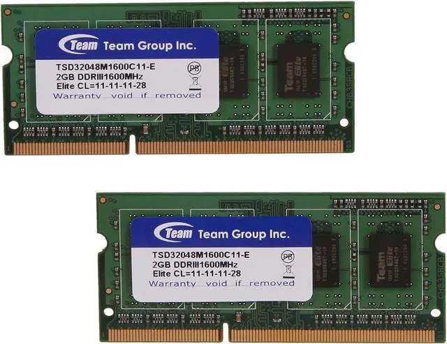 Main image of Team 4GB (2 x 2GB) 204-Pin DDR3 SO-DIMM DDR3 1600 Laptop Memory Model TSD34096M1600C11DC-E