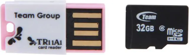 Main image of Team 32GB microSDHC Flash Card with USB Card Reader (Pink) Model TUSDH32GCL606